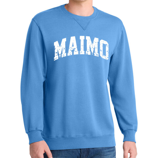 Port & Co Beach Wash Garment Dyed Crewneck Sweatshirt - Printed Logo Thumbnail